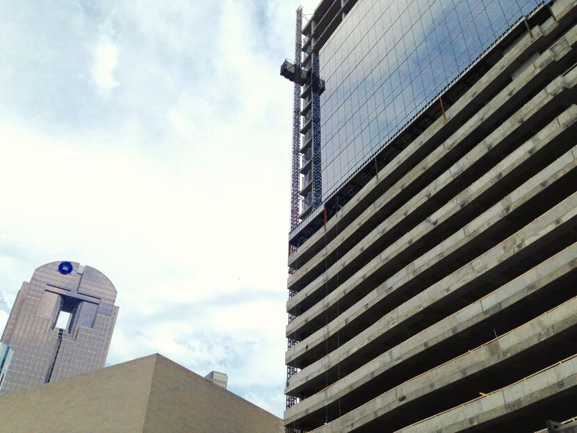 The lower floors of 1900 Pearl with the parking garage haven't been closed in yet.