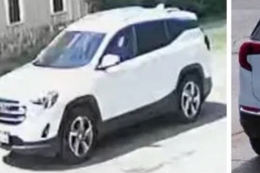 Dallas police say the car, a white GMC SUV, has an Idaho license plate that does not match...