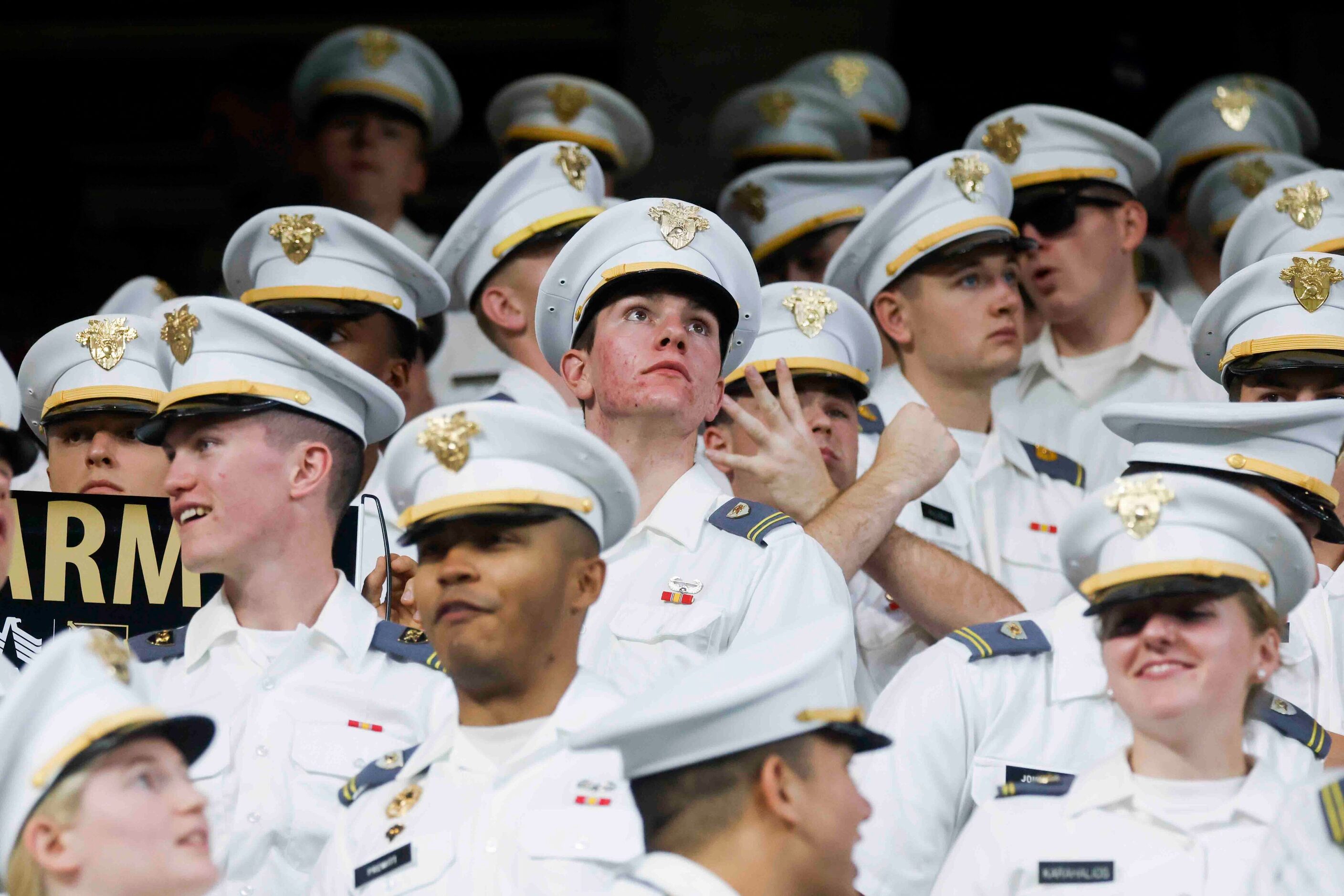 Army cadets during the first half of an NCAA football game against Air Force at Globe Life...