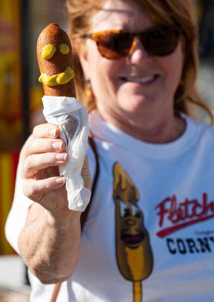 Beverly Kohrs knows how it's done: mustard only on a Fletcher's corny dog.