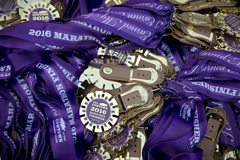 Medals lie on a table The Cowtown Sunday, February 28, 2016 in Fort Worth. In its 38th year,...
