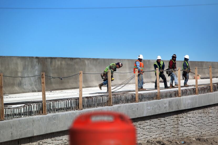 Crews worked on U.S. Highway 75 at the Wilmuth Road overpass in McKinney in February 2012.