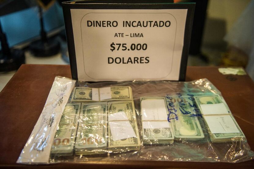 View of money confiscated within the seizure of more than two tons of cocaine hydrochloride...