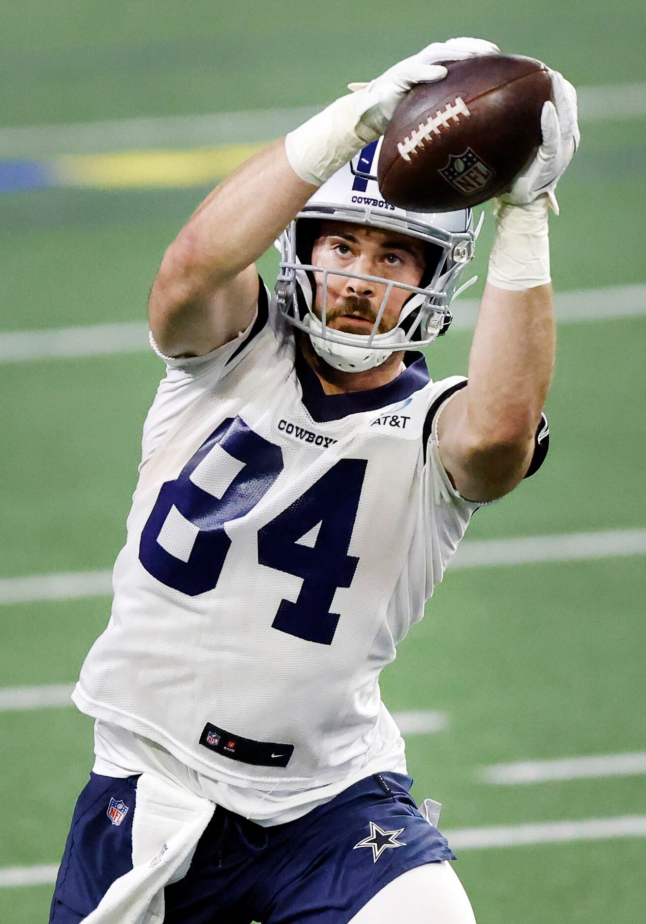 Dallas Cowboys tight end Sean McKeon (84) catches a pass during a mini camp session at The...