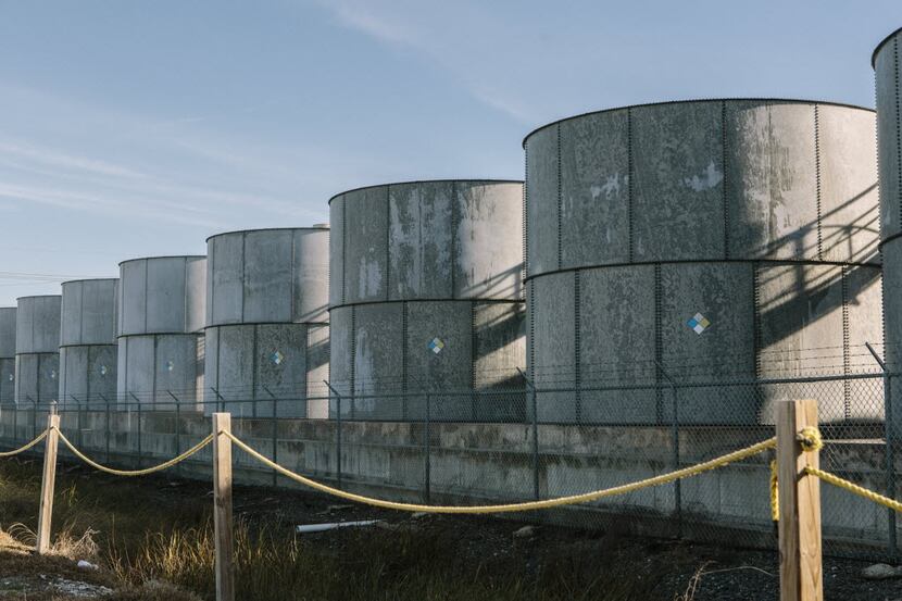 Oil storage tanks at Port Fourchon, La.  (William Widmer/The New York Times)