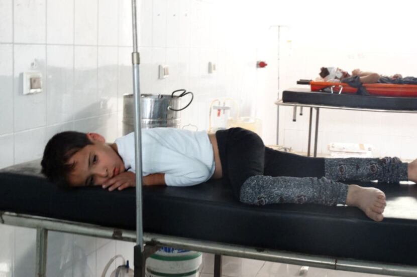 A young victim of an attack on Ghouta, Syria, recuperates in a hospital.