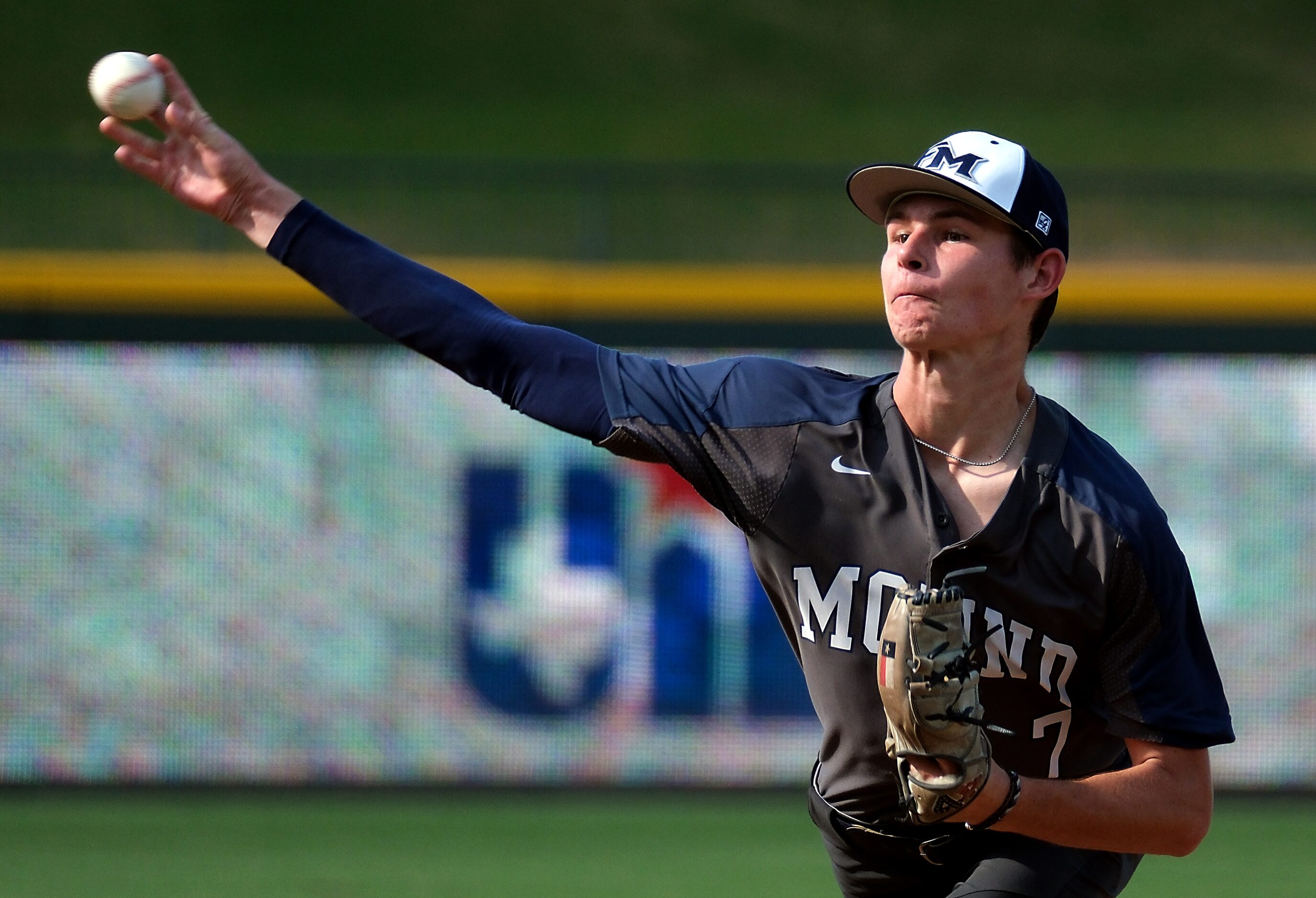 Flower Mound Zack James, (7), pitches against Cypress Woods during the third inning of the...