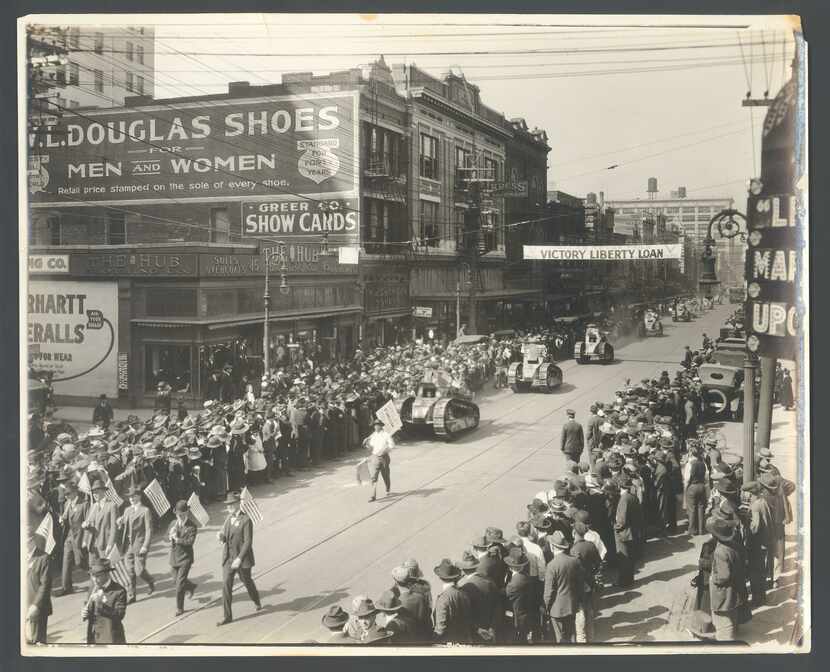 The patriotic Victory Liberty Loan Parade in downtown Dallas in 1917 was similar to one the...