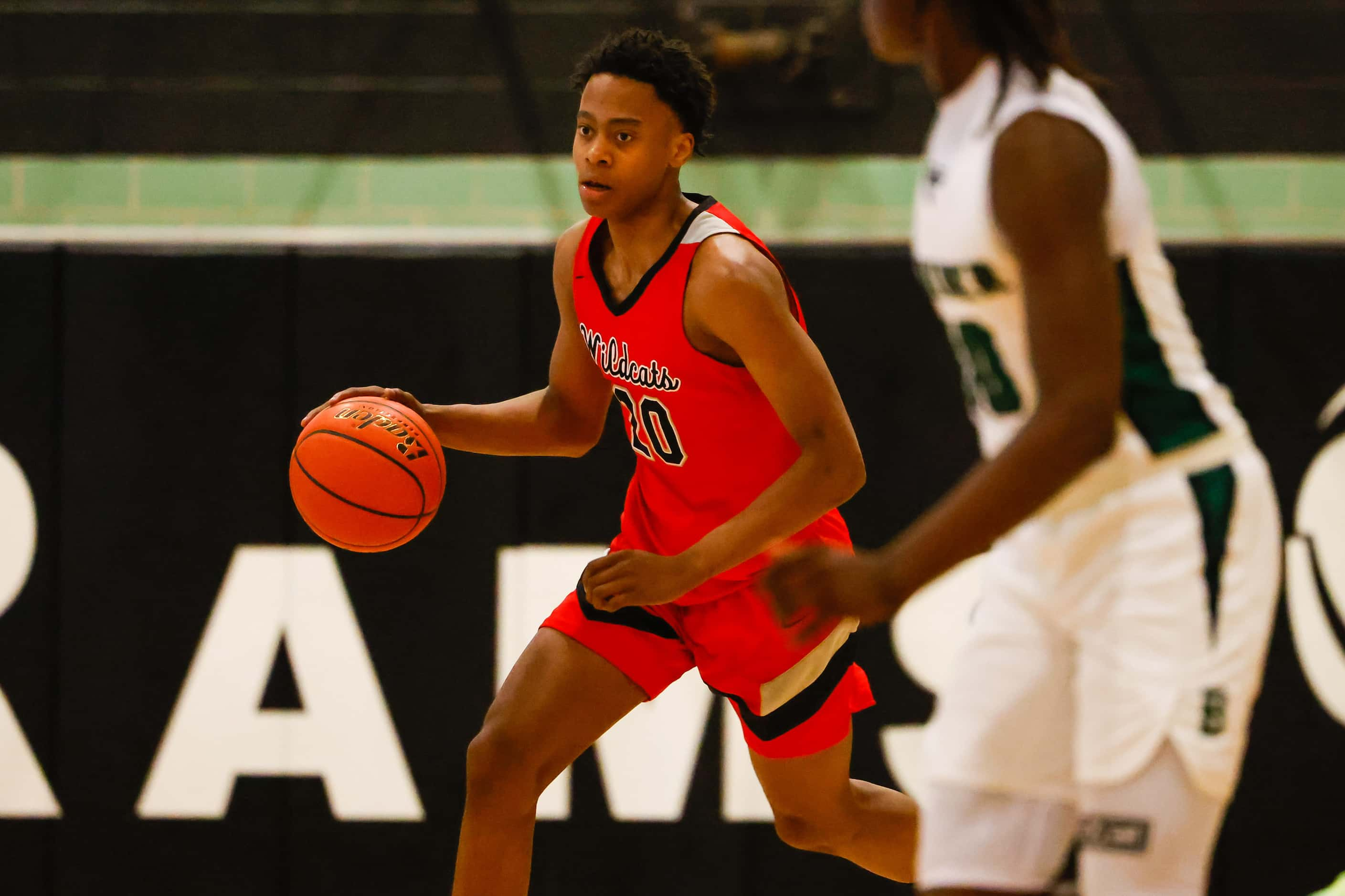 Lake Highlands High School' Tre Johnson #20, during a game against Berkner High School in...