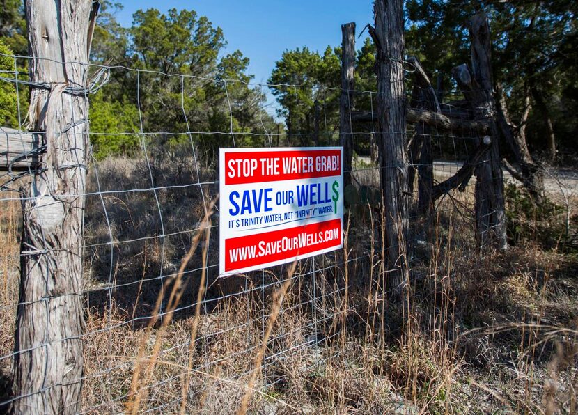 
A sign outside the Driftwood home of Dan Pickens encourages developers to stop drilling...