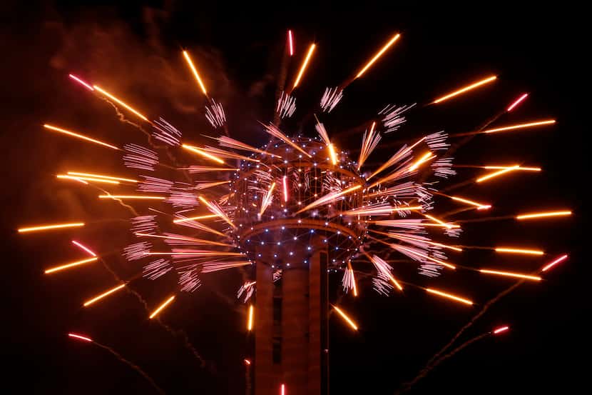 Fireworks fly from Reunion Tower during the New Year's Eve event in Dallas. If you don't...