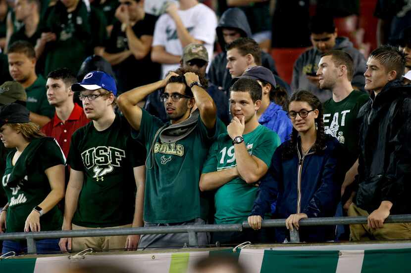 TAMPA, FL - OCTOBER 28: South Florida Bulls fans react in the final moments of the Bulls'...