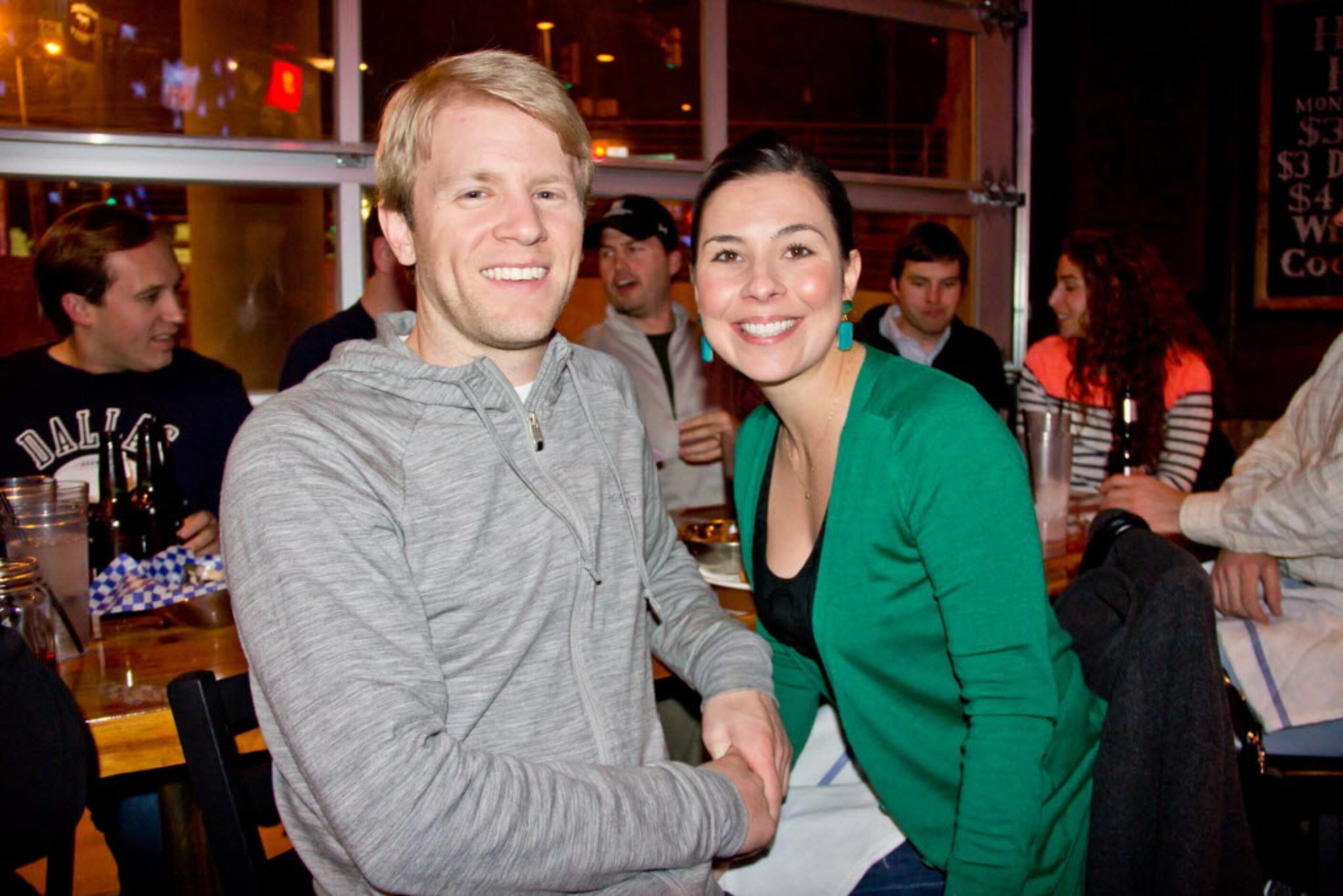 Brook Wimmer and Beth Anderson at Nodding Donkey near SMU for dinner and a Cowboy game on...