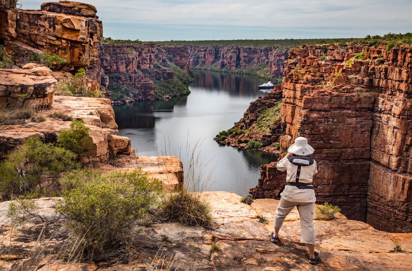 With the True North in the background, guests hike or helicopter to the top of deep canyon...