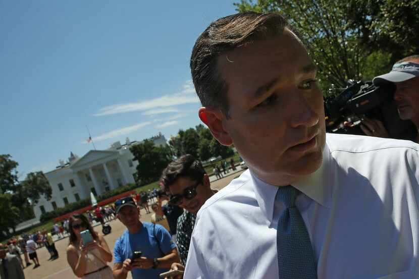 Sen. Ted Cruz, pictured near the White House on Thursday, accused Senate Majority Leader...
