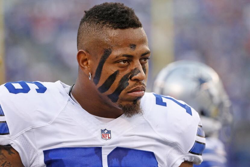 Dallas Cowboys defensive end Greg Hardy (76) is pictured on the sidelines during the Dallas...