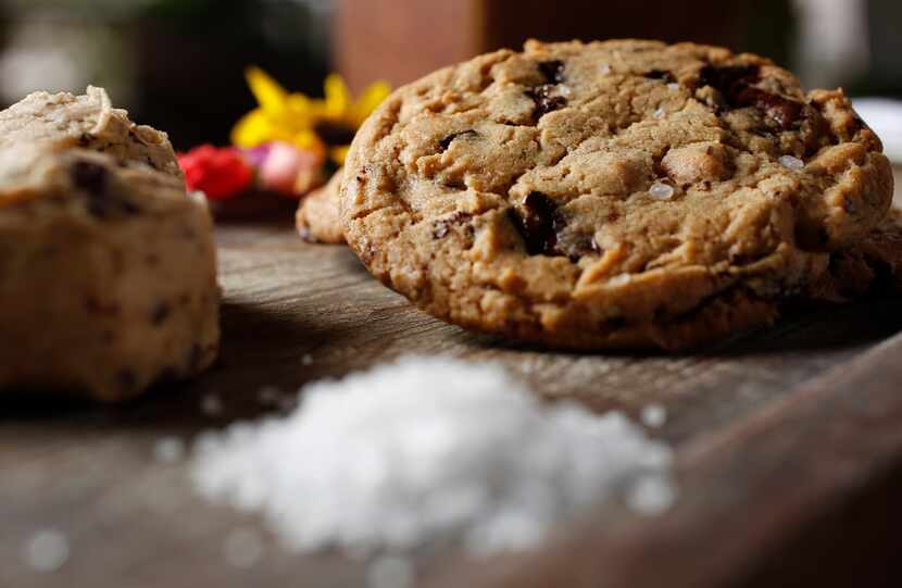 Chocolate and peanut butter chip cookies with sea salt 