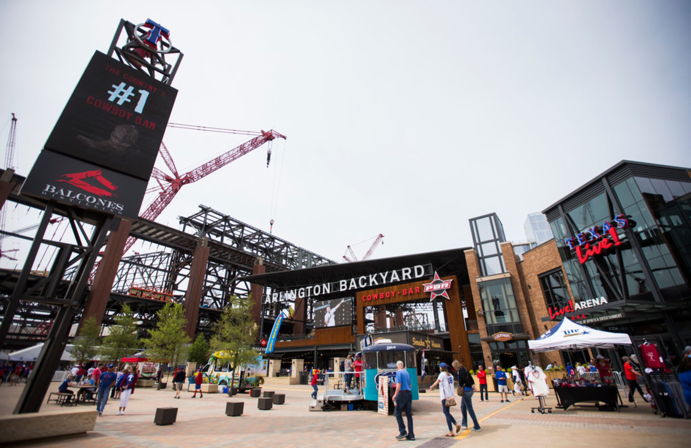 Fans celebrate Texas Rangers Opening Day with events at Texas Live! on Thursday, March 28,...