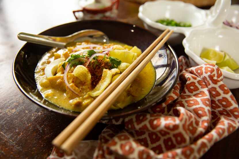 Khao Soi is a Southeast Asian coconut curried soup with noodles. It is one of the dishes May...