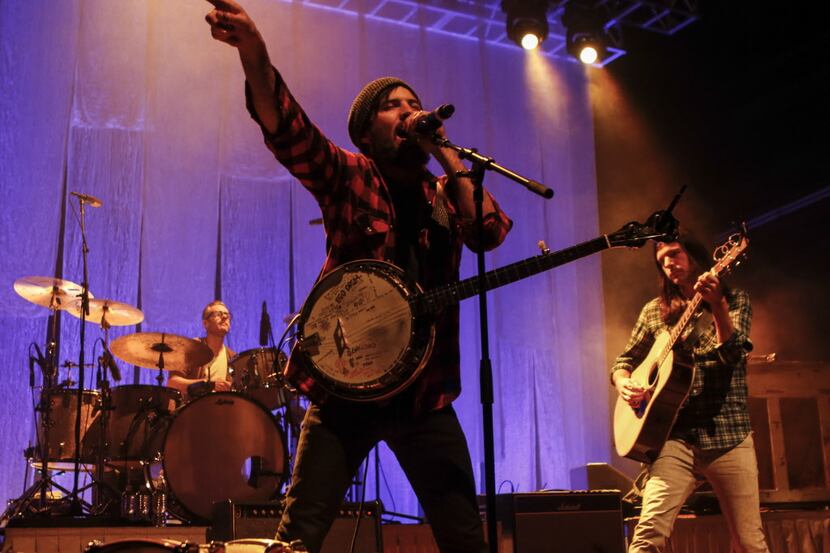 Folk-rock band the Avett Brothers, Scott (left) and Seth Avett, performed an energetic show...