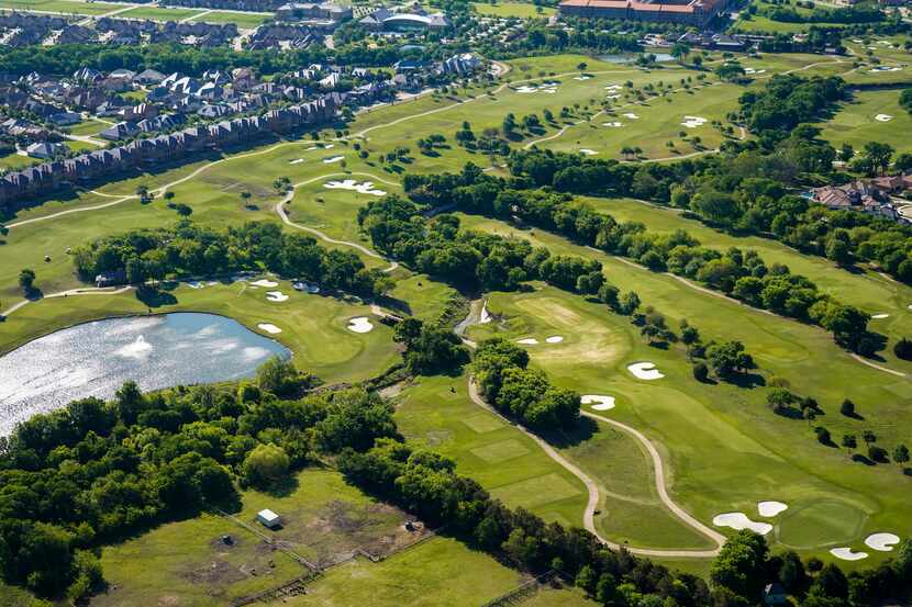Aerial view of TPC Craig Ranch golf course on Thursday, April 16, 2020, in McKinney, Texas.