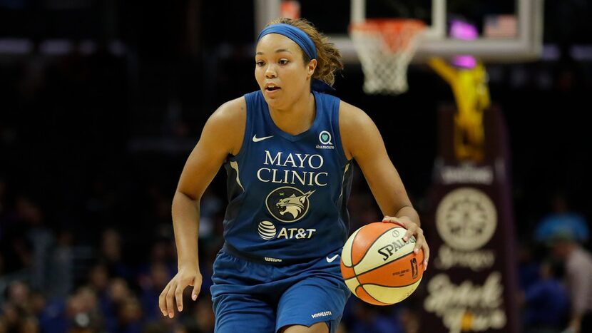 Minnesota Lynx forward Napheesa Collier plays against the Los Angeles Sparks during the...