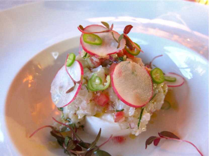 Fresh burrato with lobster tartare, by Chef Eduardo Garcia of Maximo Bistrot Local in...