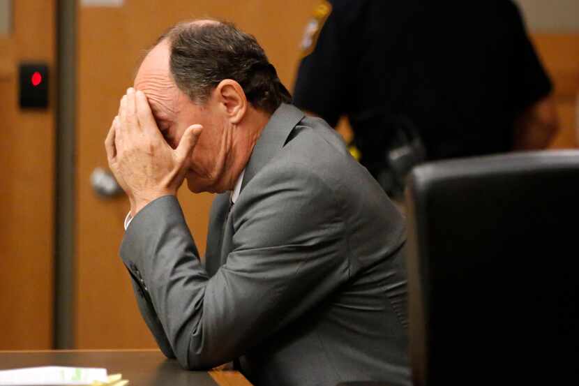 Defendant Robert Moses of Frisco reacts to the guilty verdict handed to him by a jury on...
