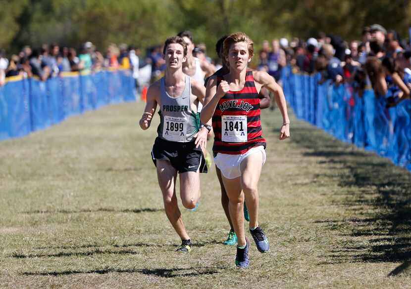 Lovejoy's Brady Laboret (1841) and Prosper's Sam Rizzo (1899) approach the finish line in...