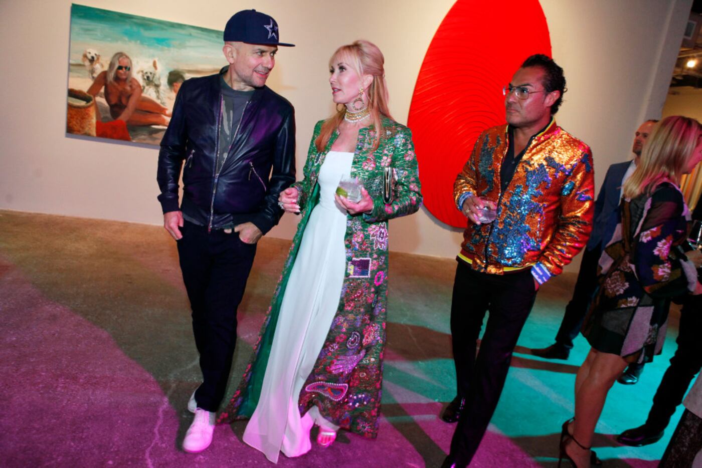 Artist Marc Quinn, left, walks with Nancy Rogers, wife of Richard Rogers (not pictured), son...