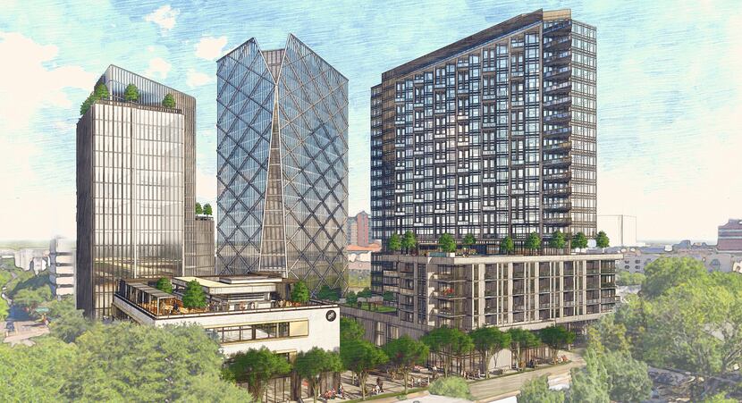 Ryan Cos.' planned Uptown Dallas project will include (from left to right) a hotel, offices...