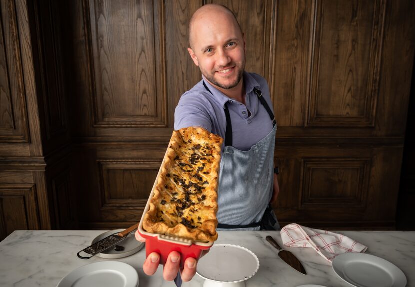 Chef Jared Harms with his Truffle Duck Confit Meat Pie.