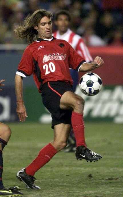 Burn's Ariel Graziani in action against Chivas in an exhibition game on March 8, 2001.