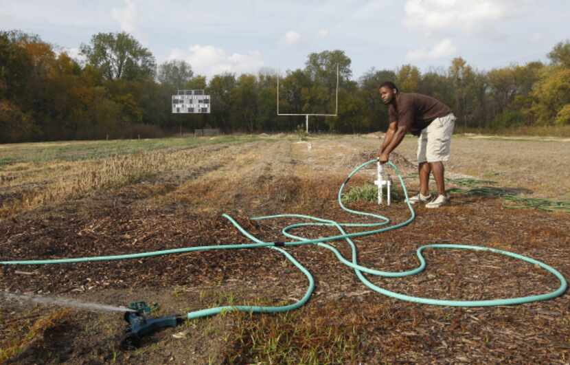 A former football field has been transformed into a working farm, where students such as...