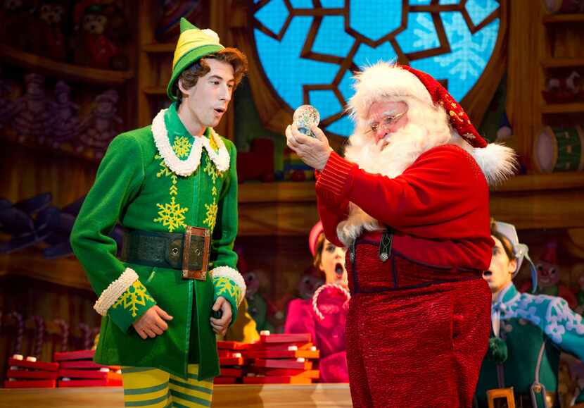 (from l-r) Matt  Kopec  (Buddy)  and  Gordon  Gray  (Santa)  in Elf  The  Musical, presented...