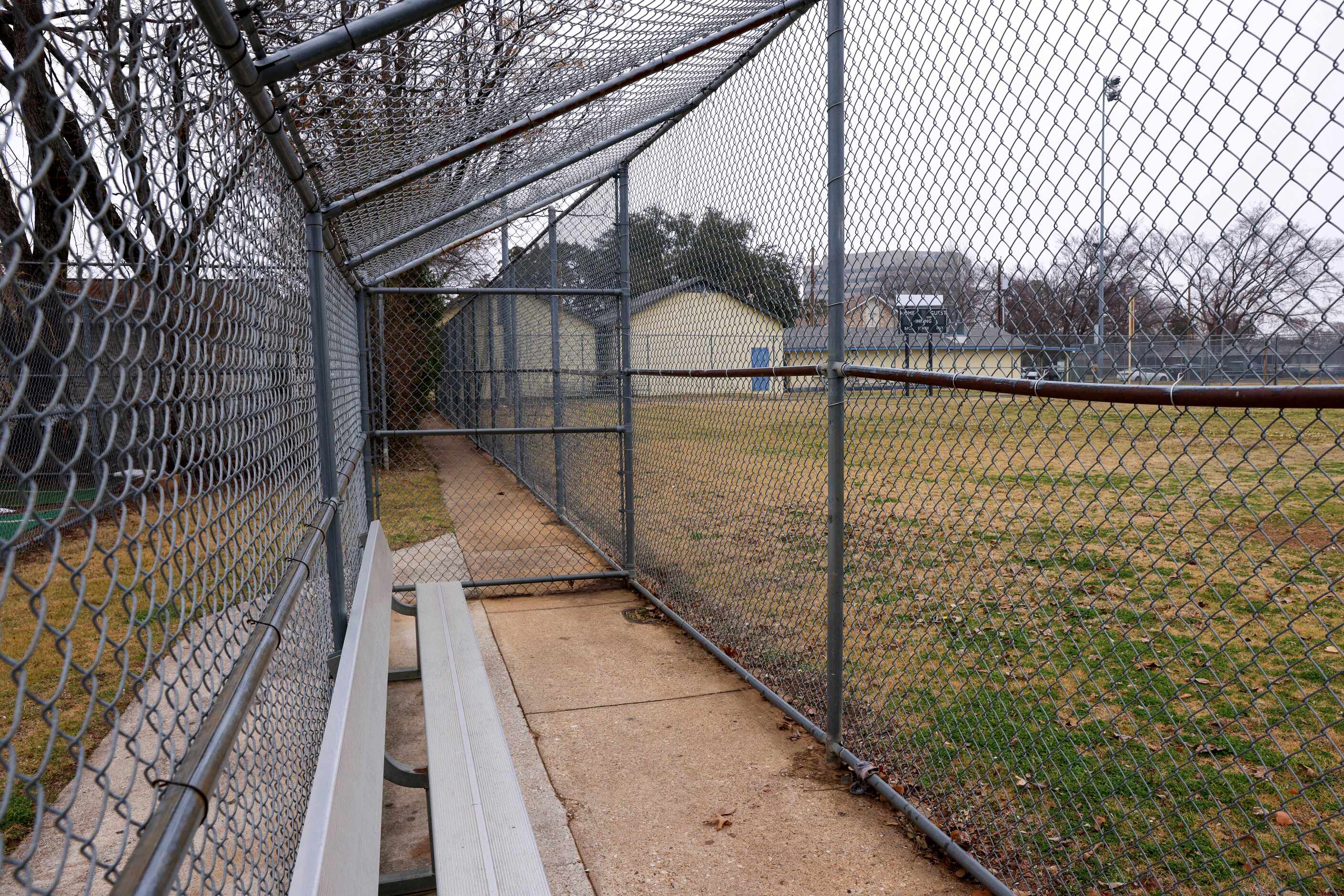 An existing dugout pictured at Senter Park, Friday, Jan. 26, 2024, in Arlington. The...