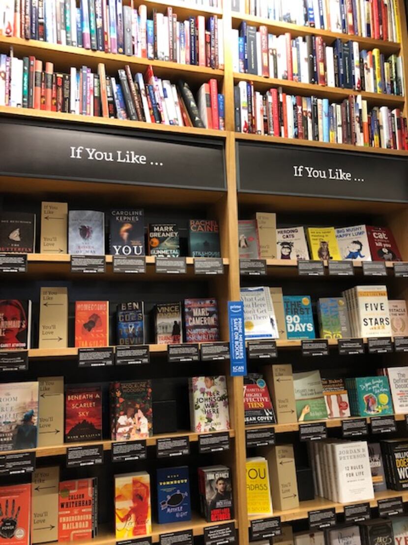 Unlike many other bookstores, most books in an Amazon store face out.