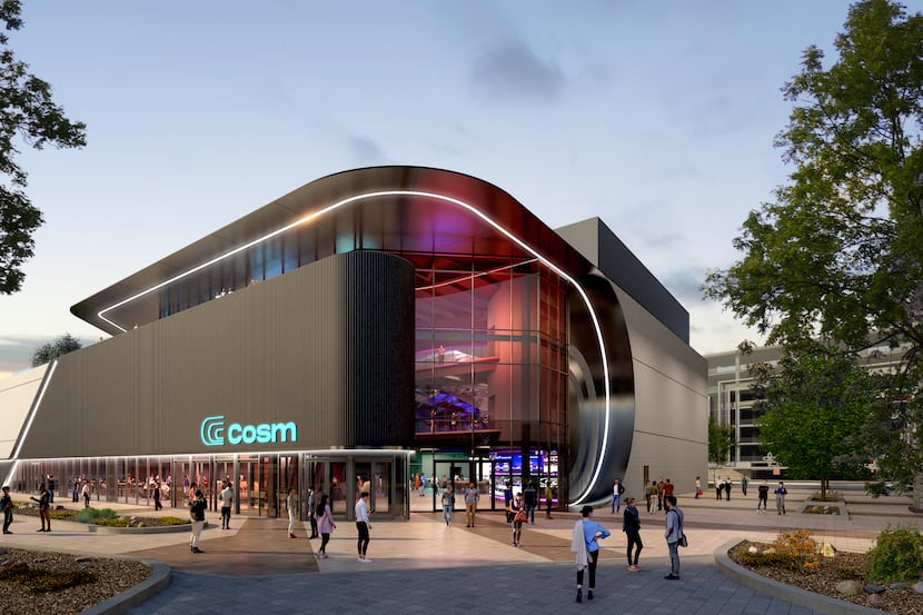 The exterior of the planned Cosm venue at Grandscape, which will feature an 87-foot-diameter...