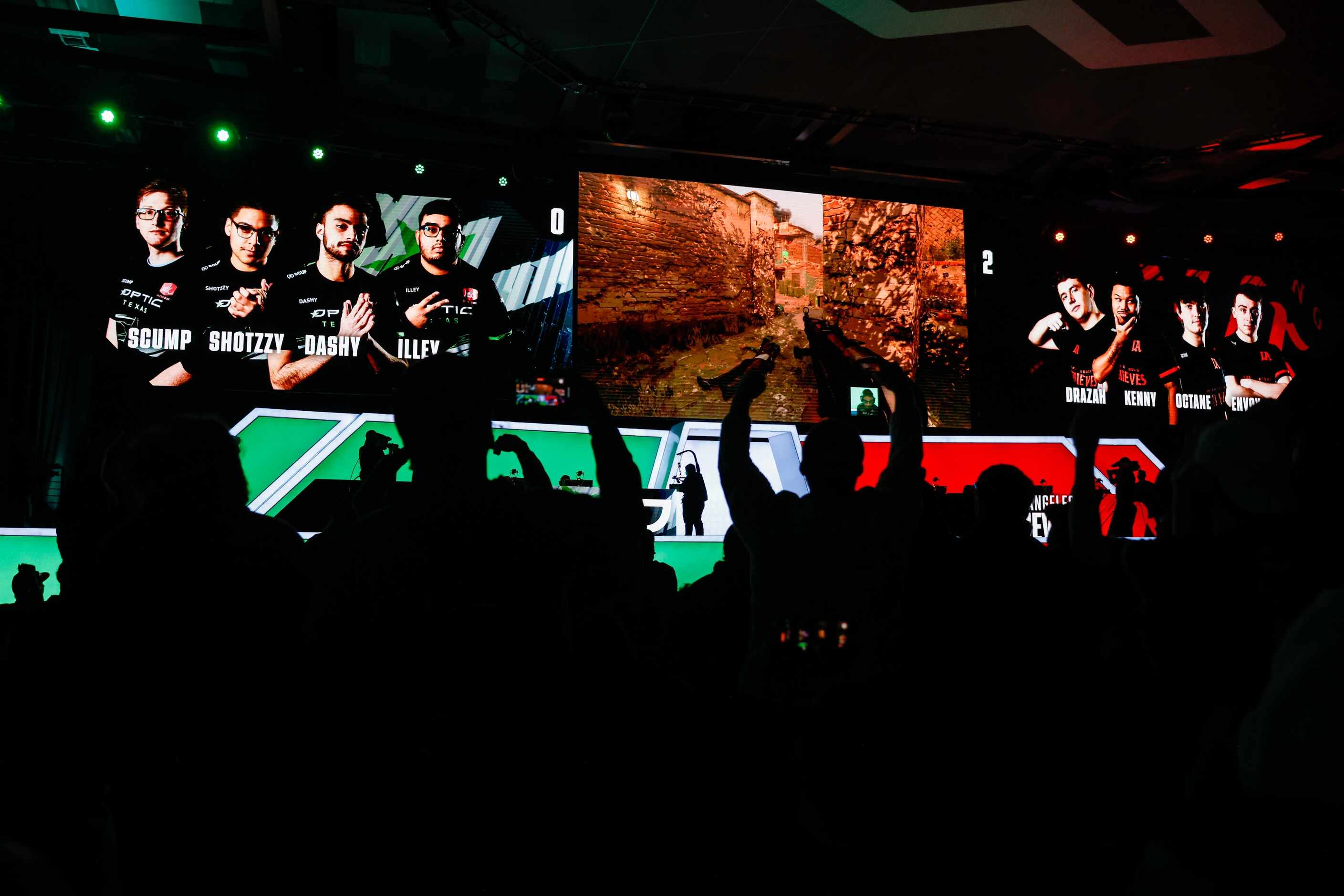 OpTic Texas fans reacts as the team wins a match over Los Angeles Thieves during a Call of...
