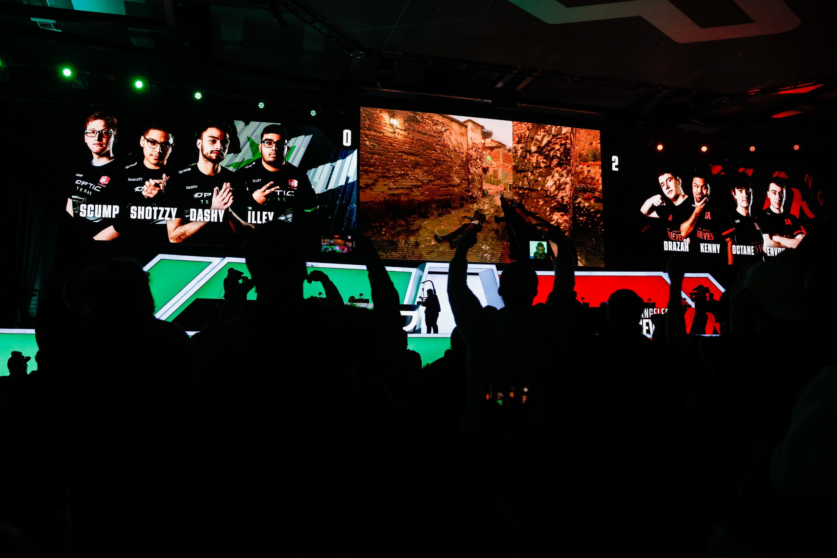 OpTic Texas fans reacts as the team wins a match over Los Angeles Thieves during a Call of...