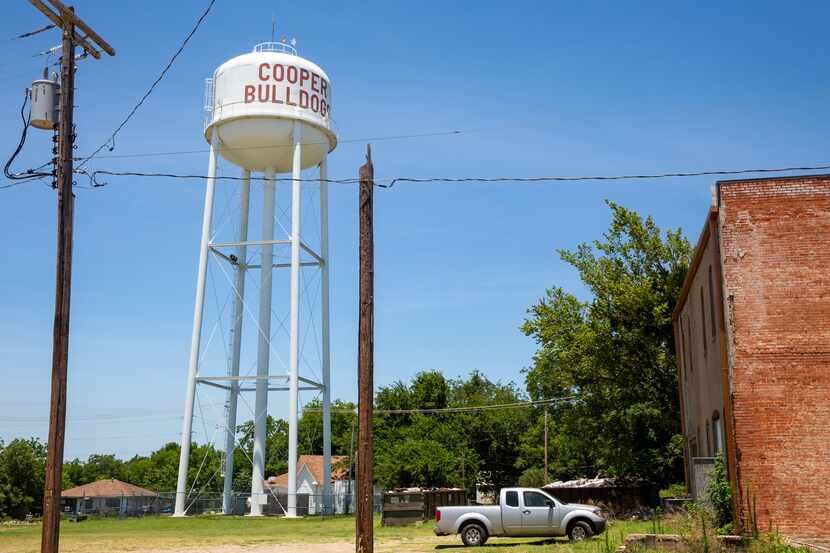 The water tower in Cooper, Texas, as seen on July 11, 2019. The Texas Department of Banking...