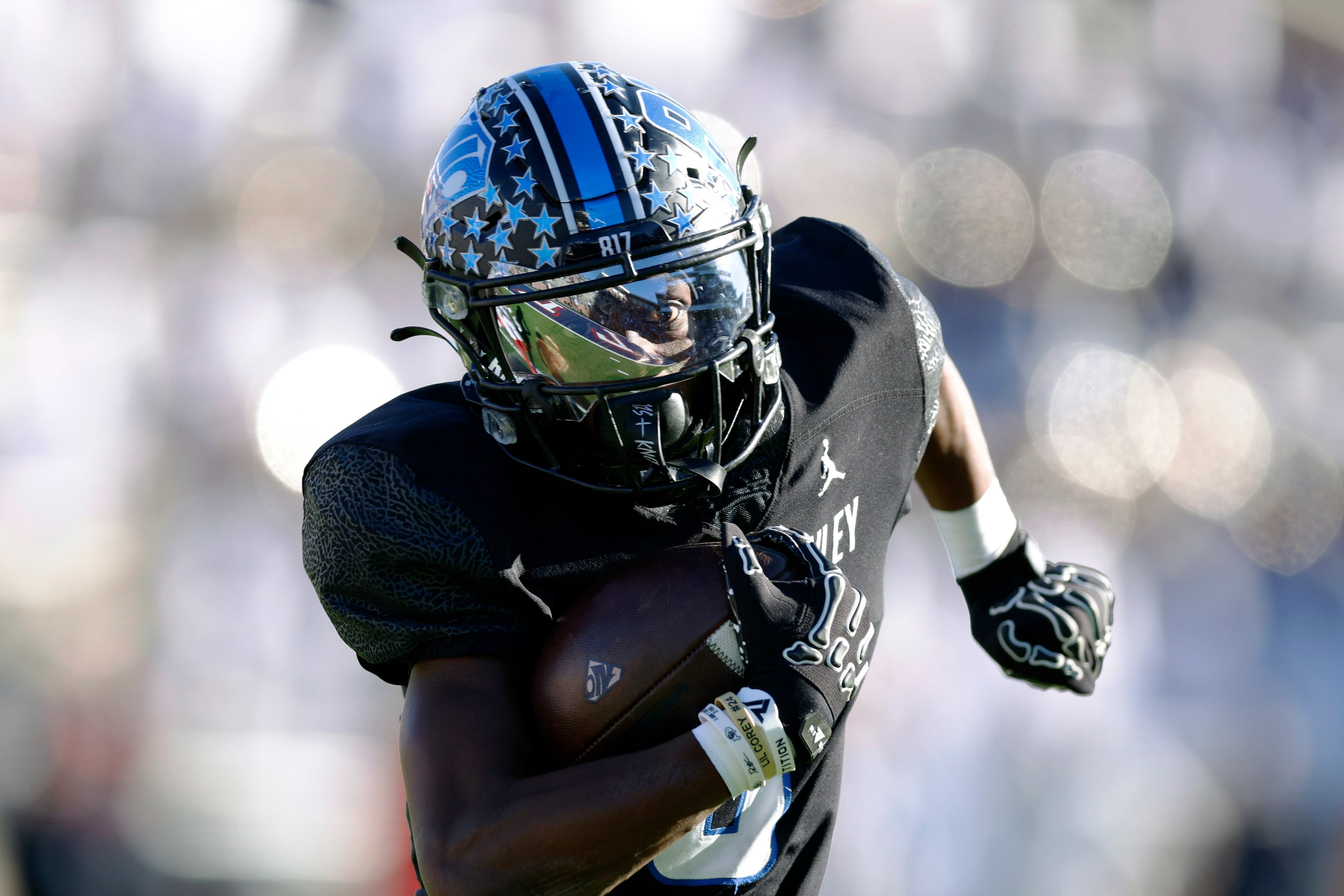 North Crowley wide receiver Quentin Gibson (6) runs after a catch for a touchdown during the...