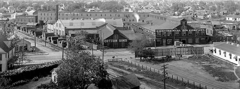 The Continental Gin Co. on Dallas' Elm Street in about 1908.