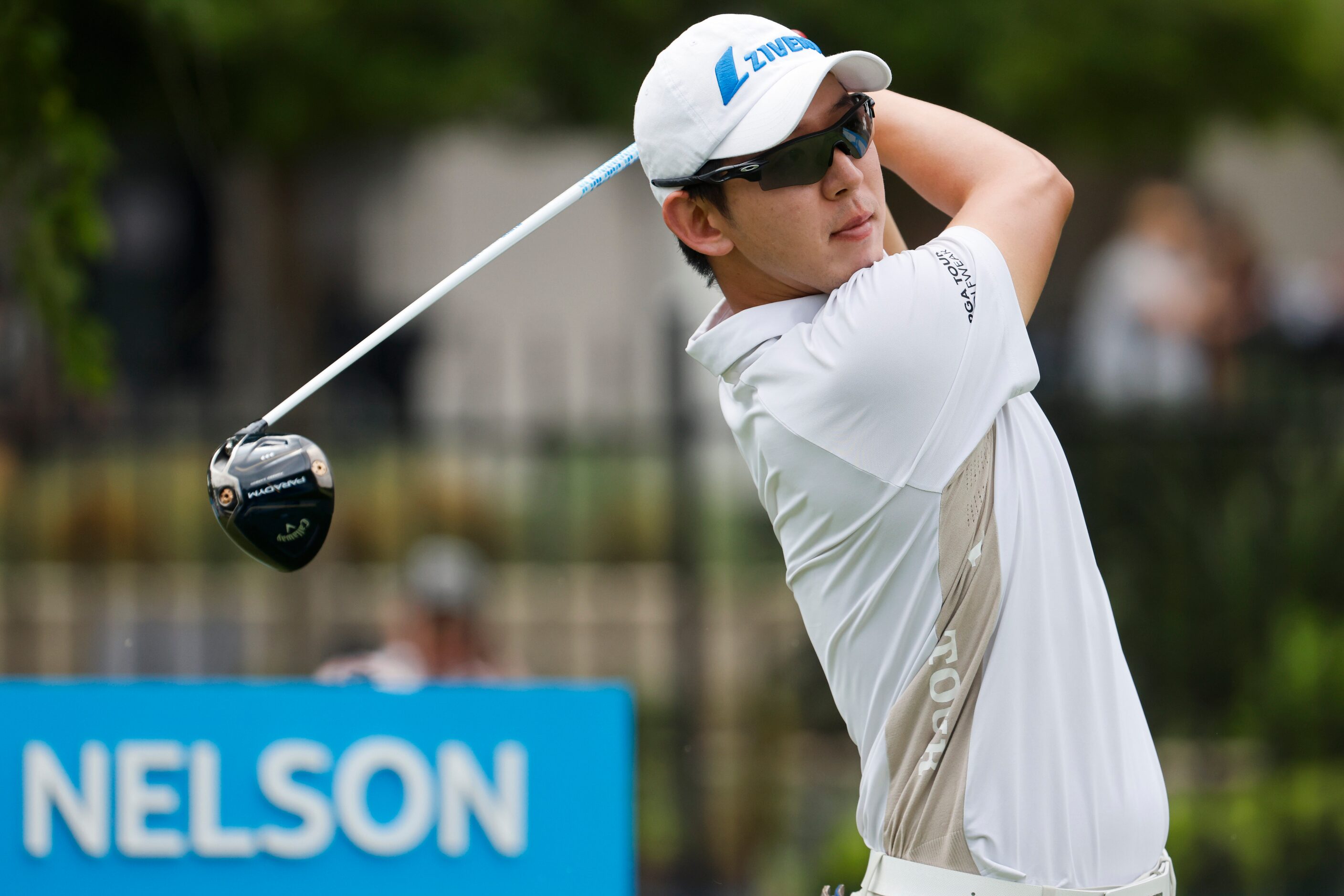 S.Y. Noh of South Korea tees off on the sixth hole during the second round of the AT&T Byron...