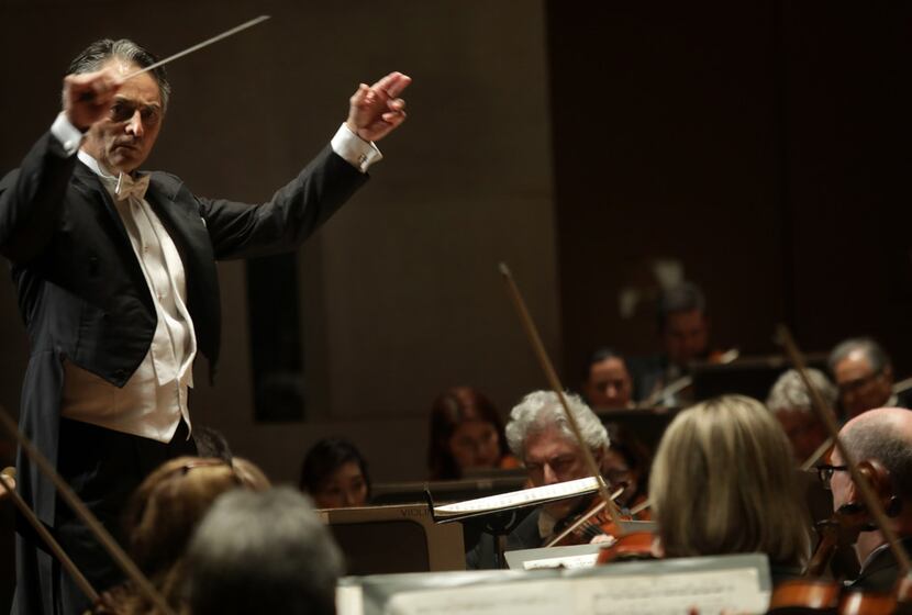 Guest conductor Jun Märkl leads the Dallas Symphony Orchestra at the Meyerson Symphony Center.