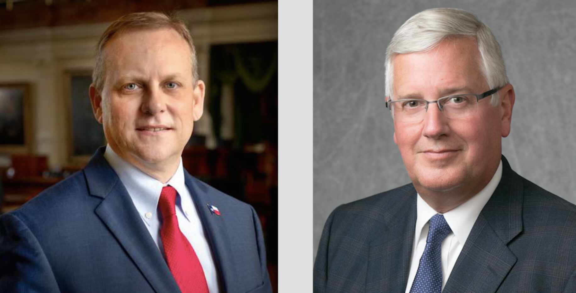 Scott Milder (left) and Mike Collier are hoping to unseat Lt. Gov. Dan Patrick. Milder, a...