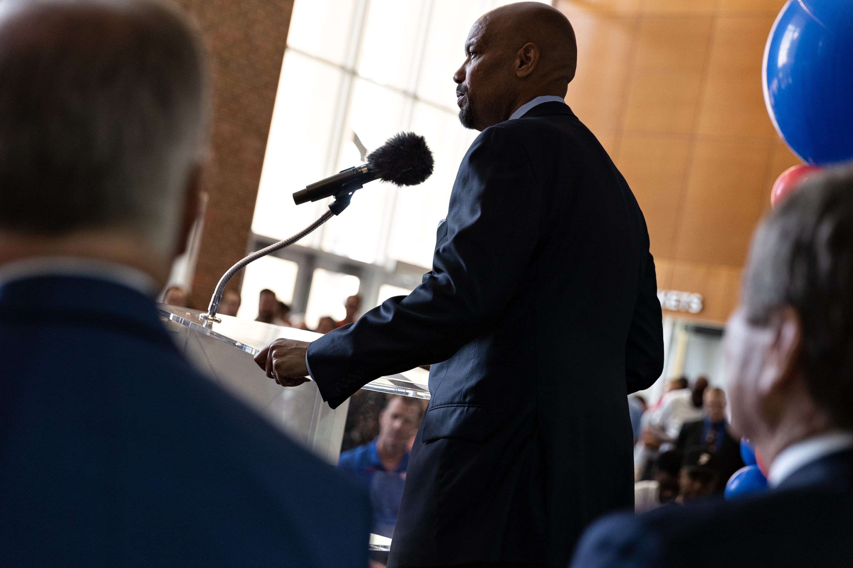 SMU’s new Head Men’s Basketball Coach Rob Lanier speaks at a press conference announcing his...