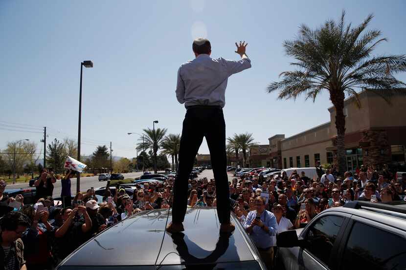 Democratic presidential candidate and former Texas congressman Beto O'Rourke speaks from the...