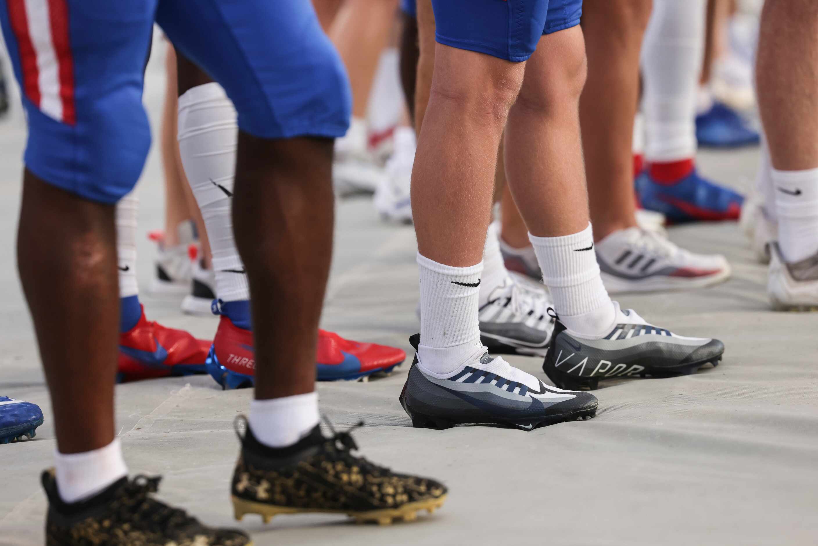 Grapevine High School player’s cleats, Thursday,  August 25, 2022, at Toyota Stadium in...