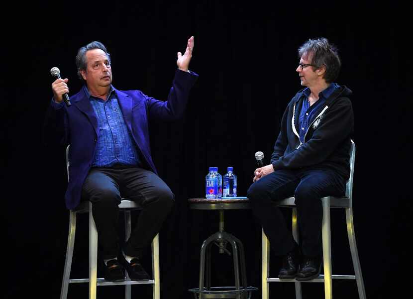 Jon Lovitz and Dana Carvey answer questions on stage at The Foundry at SLS Las Vegas